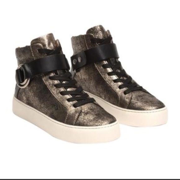 Frye Metallic Gunmetal Lena Harness High Booties